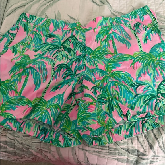 Lilly Pulitzer Pants - Lilly Pulitzer Pink and Green Palm Print Shorts